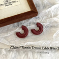 Carly Wine Red Enamel Drop Earrings [JFARE60F]