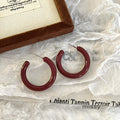 Carly Wine Red Enamel Drop Earrings [MWEYBEZC]