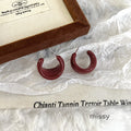 Carly Wine Red Enamel Drop Earrings [2OCE7V0H]