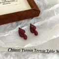 Carly Wine Red Enamel Drop Earrings [OAVK6RGD]