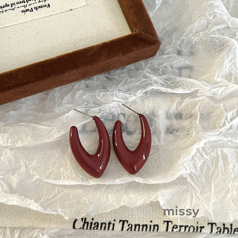 Carly Wine Red Enamel Drop Earrings [0P9DPQ9T]