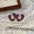 Carly Wine Red Enamel Drop Earrings [ZIVYFPDZ]