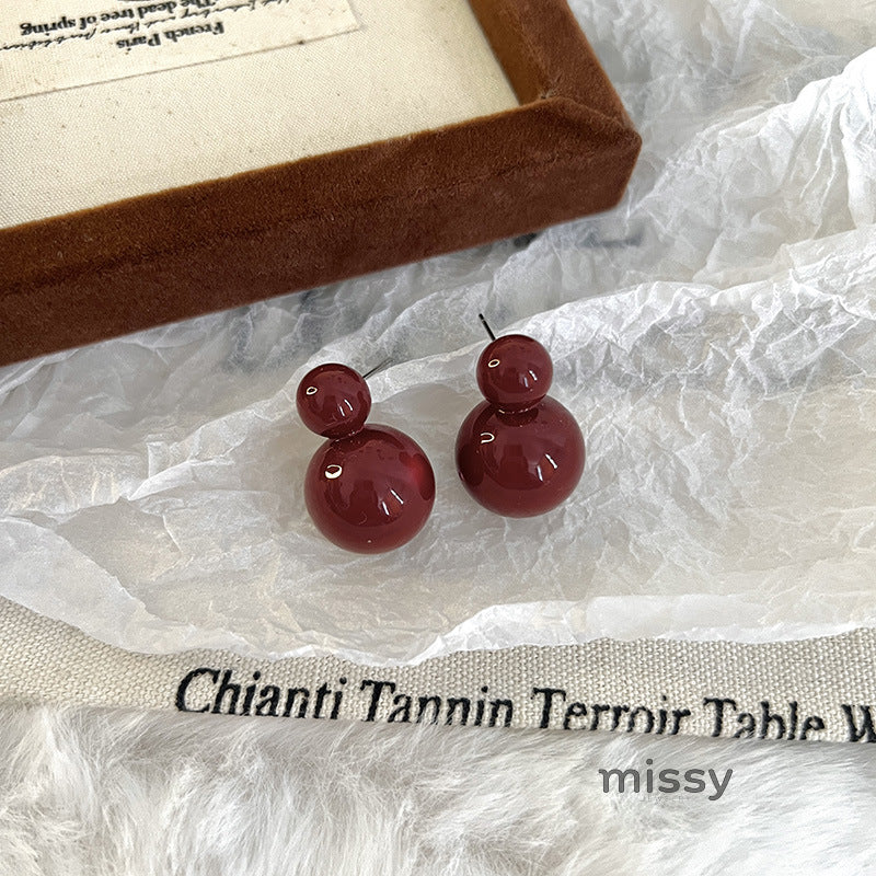 Carly Wine Red Enamel Drop Earrings [LUPPB1GW]