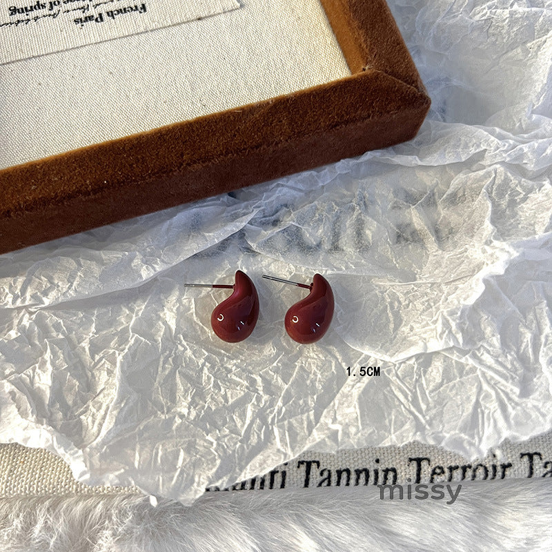 Carly Wine Red Enamel Drop Earrings [9G9LSCBU]