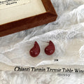 Carly Wine Red Enamel Drop Earrings [H3QWHQ25]