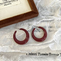 Carly Wine Red Enamel Drop Earrings [4ZRQ9VQB]