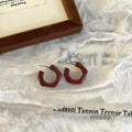 Carly Wine Red Enamel Drop Earrings [3P3HTN0U]