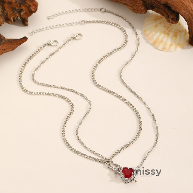 Carlynn Dagger Heart Pendant Necklace [8YQI5WHD]