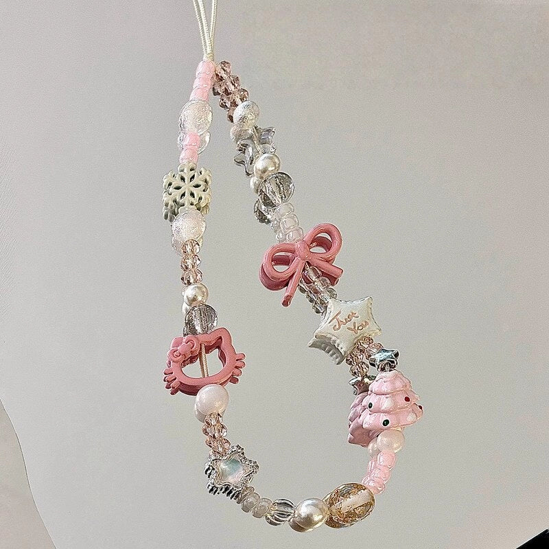 Cat Bowknot Beaded Phone Charm [I4FO177X]