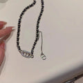 Chain Choker Necklace with Letter Tassel [5W1FDIHN]