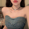 Chain Choker Necklace with Letter Tassel [FN7EUJRT]