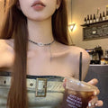 Chain Choker Necklace with Letter Tassel [016MMZ4O]