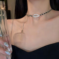 Chain Choker Necklace with Letter Tassel [SMLM5P4C]