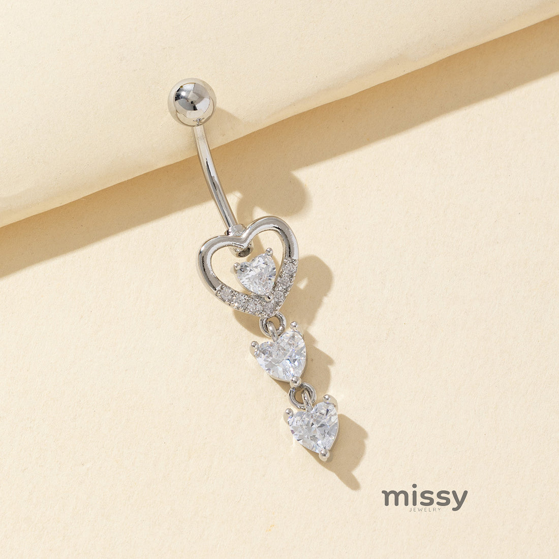 Charlye Heart Dangle Belly Ring [H5V4Z2ZR]