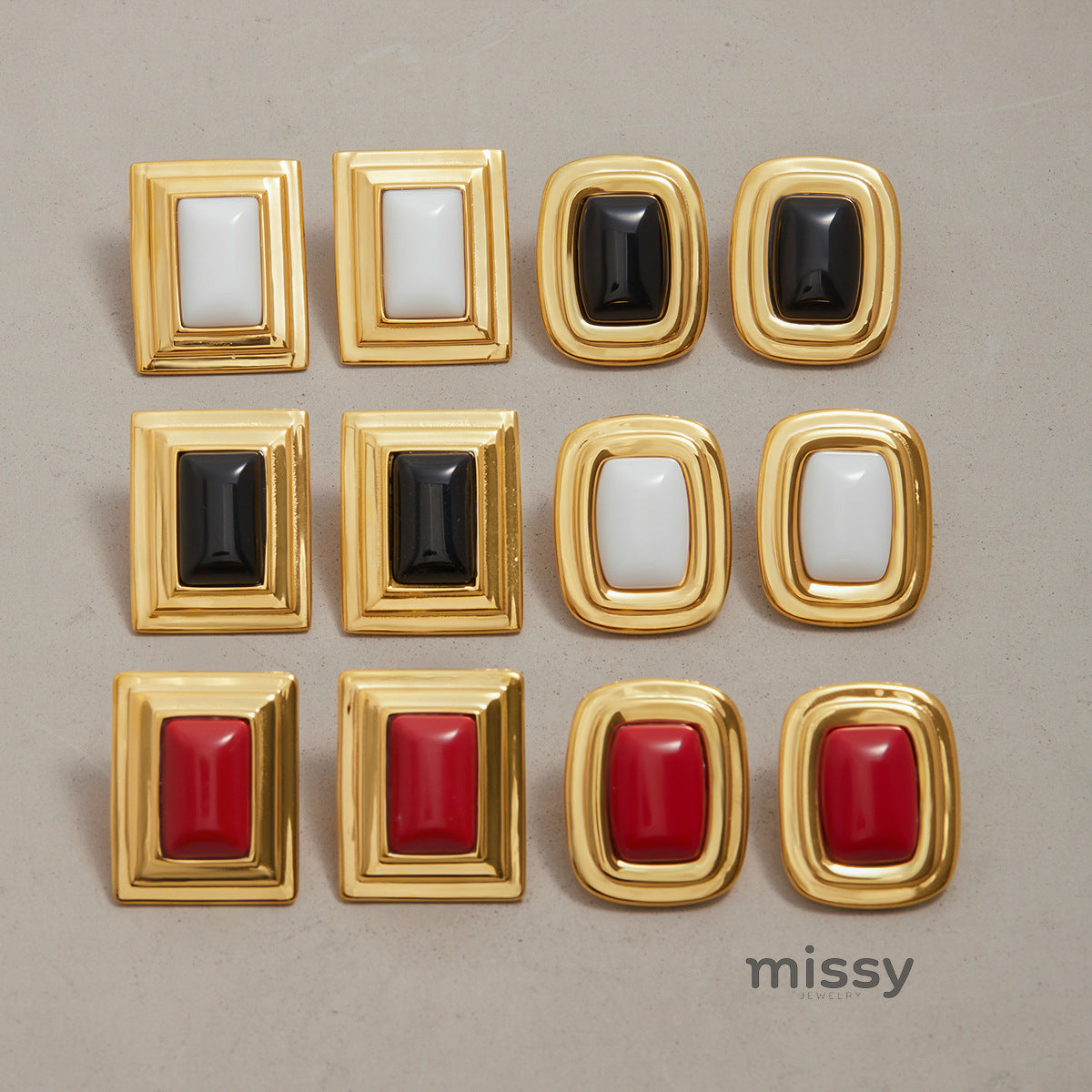 Charvi Agate Geometric Studs [V9E51JT8]