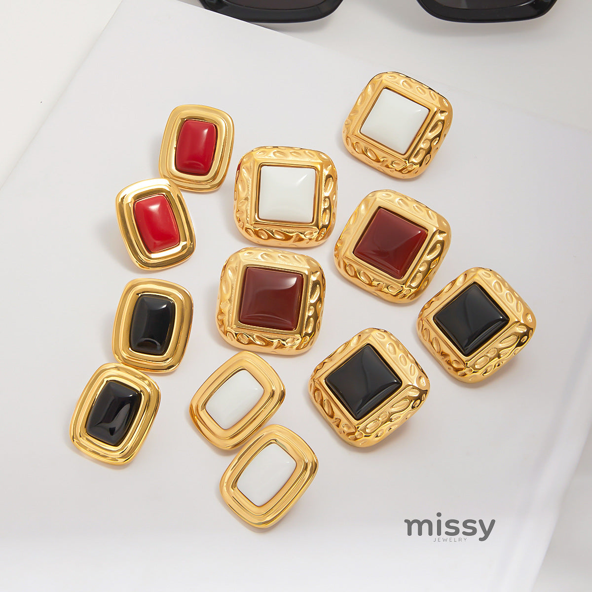 Charvi Agate Geometric Studs [7WIV7S3E]