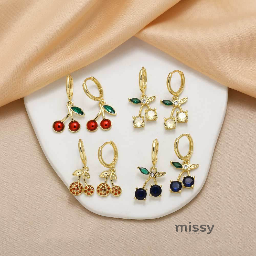 Chimamanda Gold-Plated Cherry Earrings [AM55QDLP]