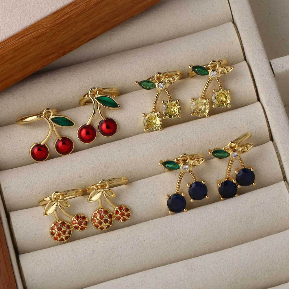 Chimamanda Gold-Plated Cherry Earrings [AM55QDLP]