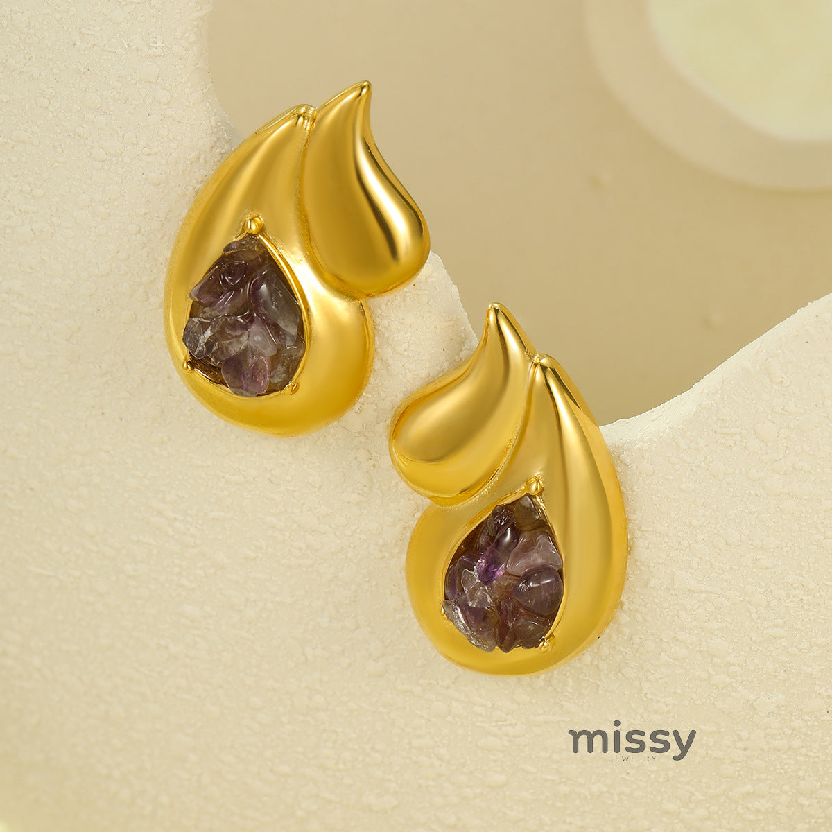 Clarice Natural Stone Dangle Earrings [GQSFT07K]