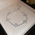 Clover Flower Adjustable Silver Bracelet [KPJOBC0M]
