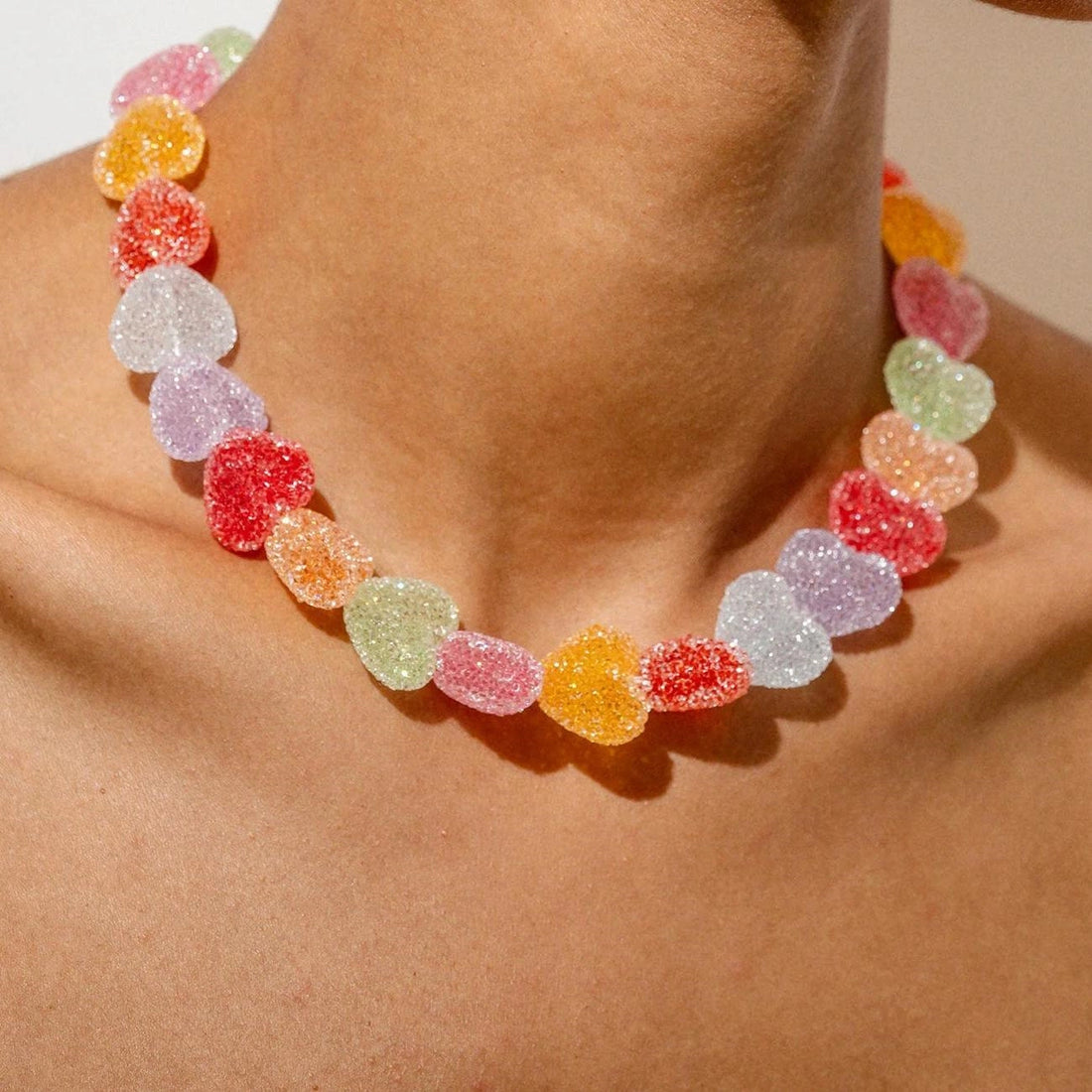 Colorful Heart Resin Pendant Necklace [S4Y0MOT4]
