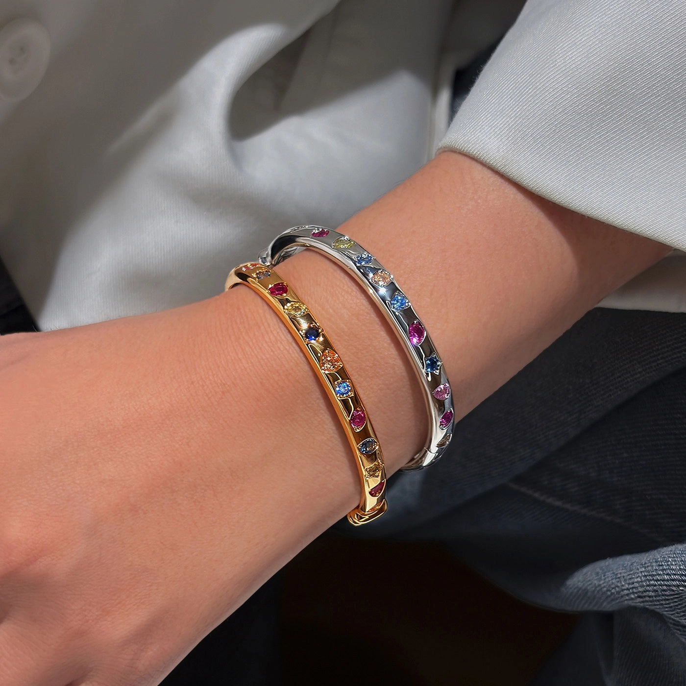 Colorful Stone Bangle Bracelet [Q9UWO24Q]