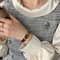 Compact Round Dial Faux Leather Watch [MNJRFA1N]