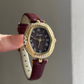 Compact Round Dial Faux Leather Watch [HD7QC22P]