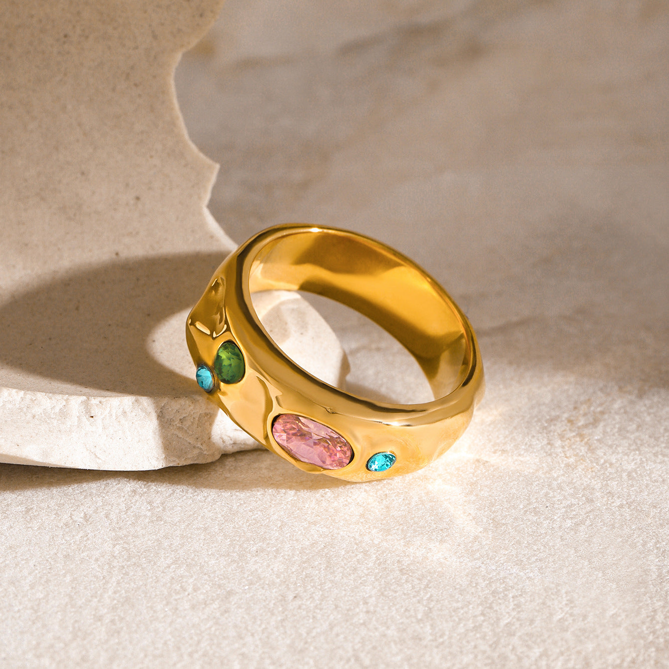 Corah Hammered Zircon Ring