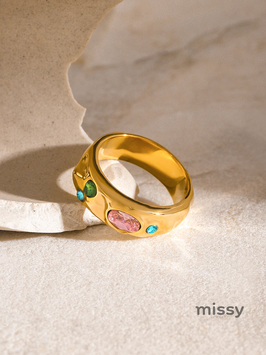 Corah Hammered Zircon Ring
