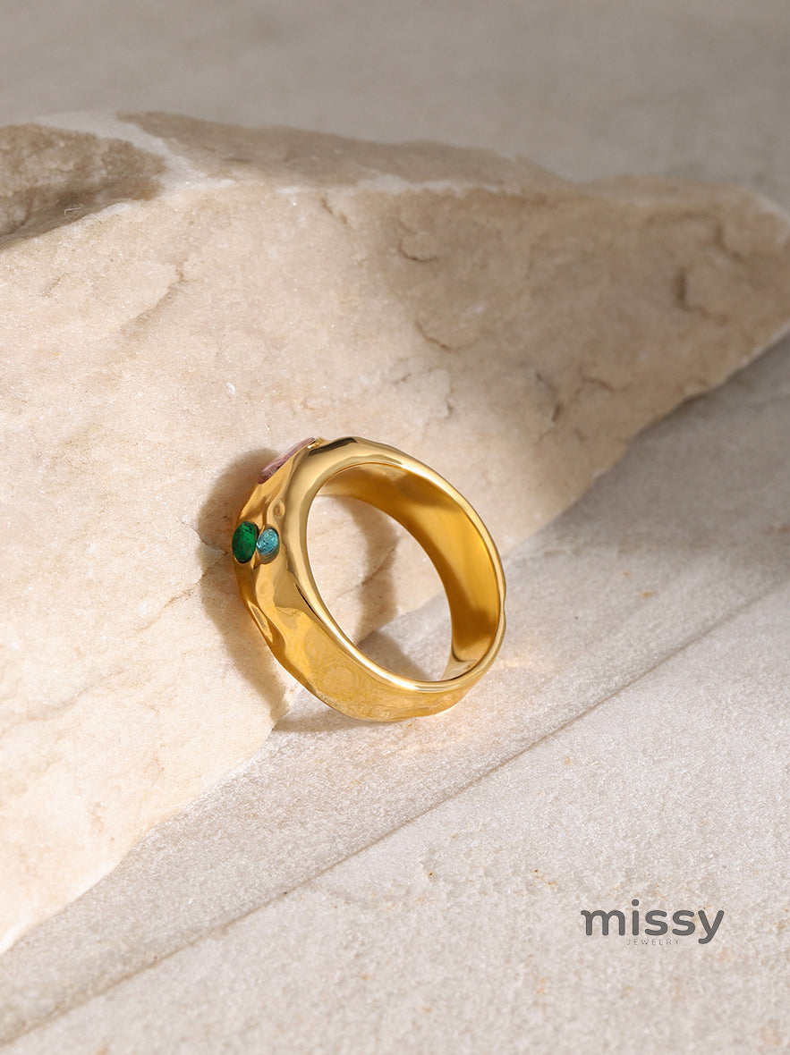 Corah Hammered Zircon Ring