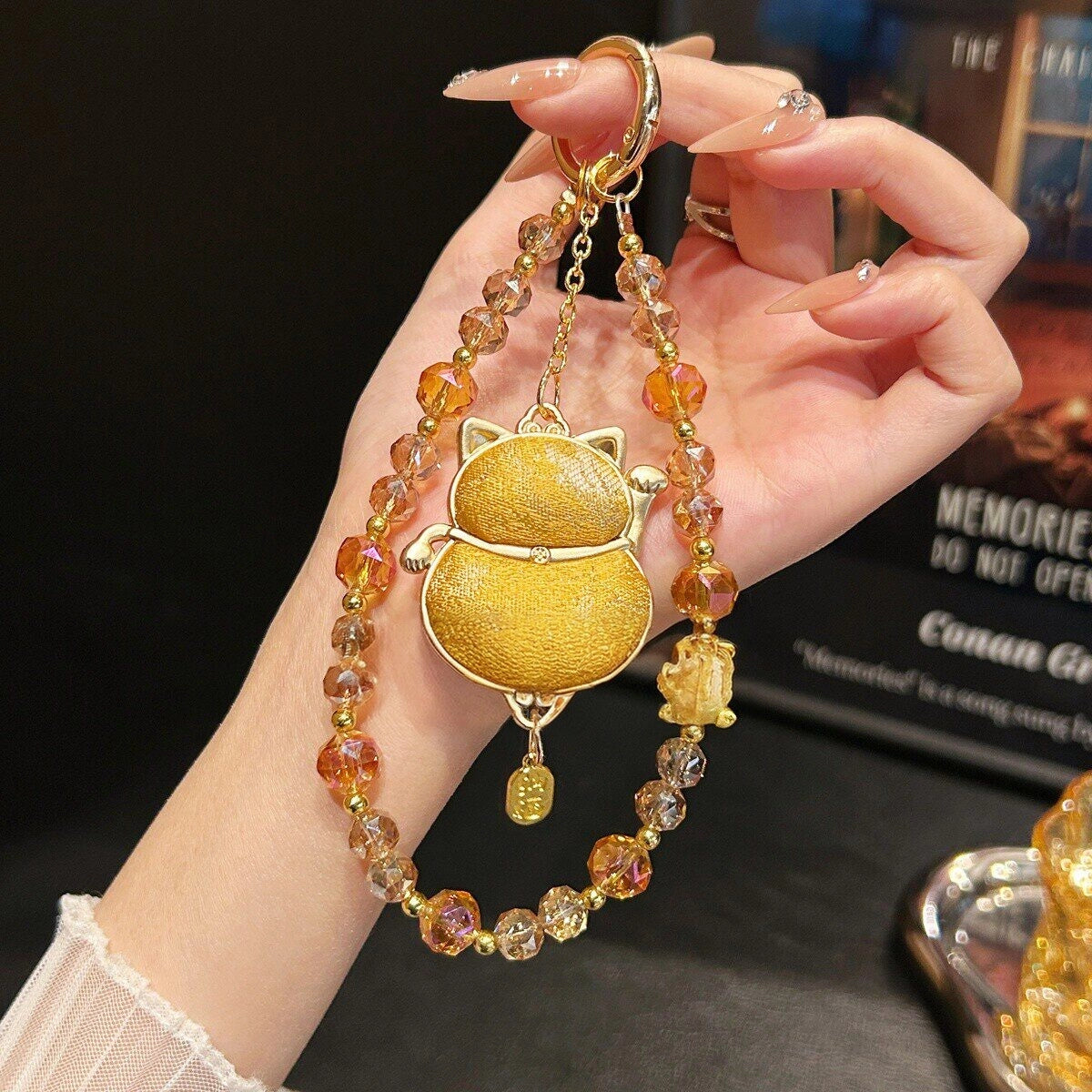 Crystal Fortune Cat Phone Charm [NS5Q945E]