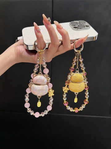 Crystal Fortune Cat Phone Charm [1T7WIS68]