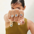 Dainty Birthstone Heart Locket Ring [J3HVJG49]