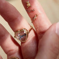 Dainty Birthstone Heart Locket Ring [V912ERTJ]