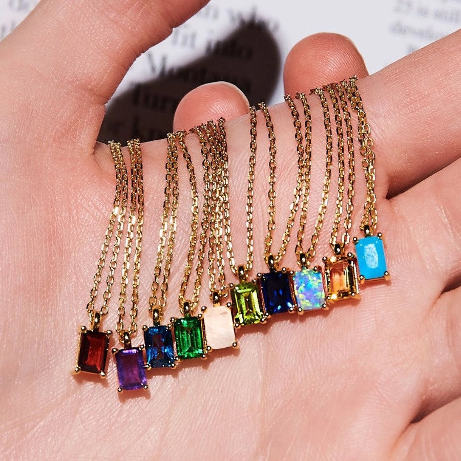 Dainty Birthstone Pendant Necklace [AV53JRER]