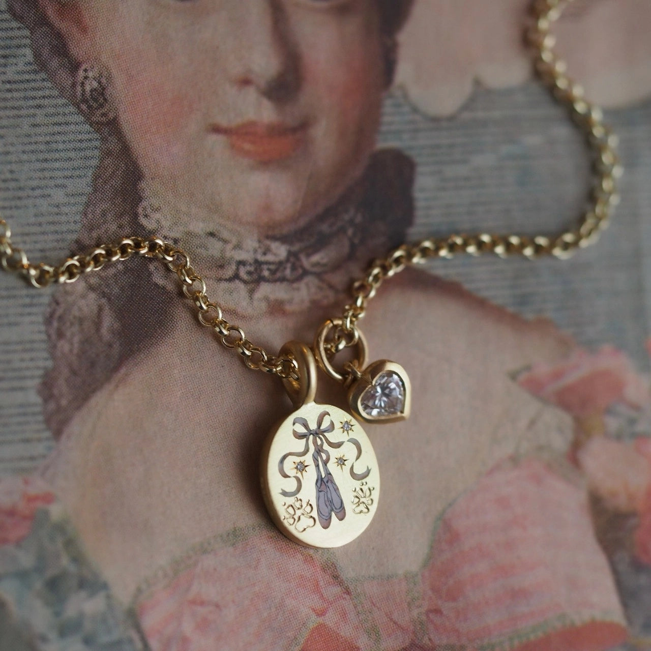 Dainty Floral and Heart Pendant Necklace [LD6FSKIP]