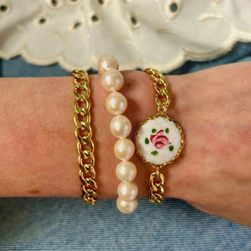 Dainty Floral Charm Bracelet [71MFR03U]