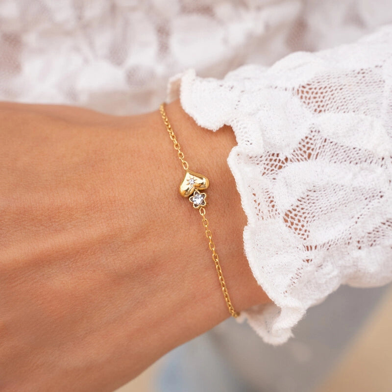 Dainty Heart Charm Adjustable Bracelet [14QA28OV]