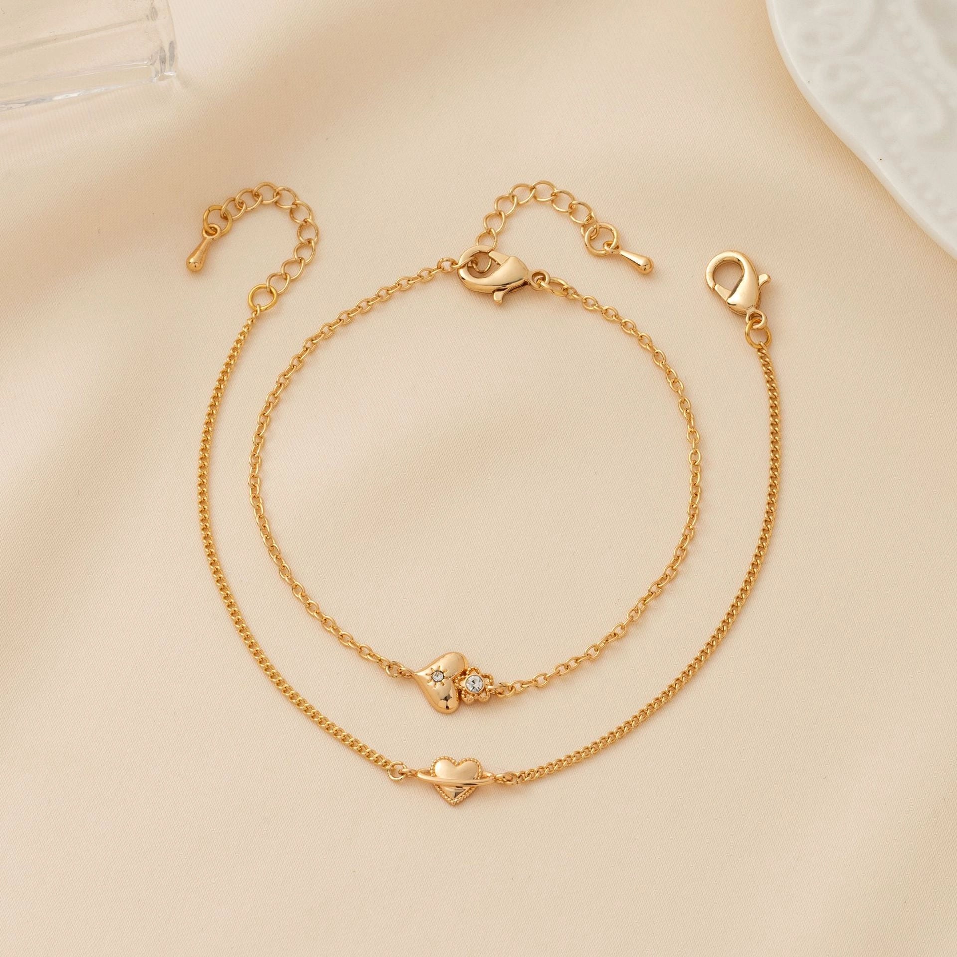 Dainty Heart Charm Adjustable Bracelet [N768ZOO0]