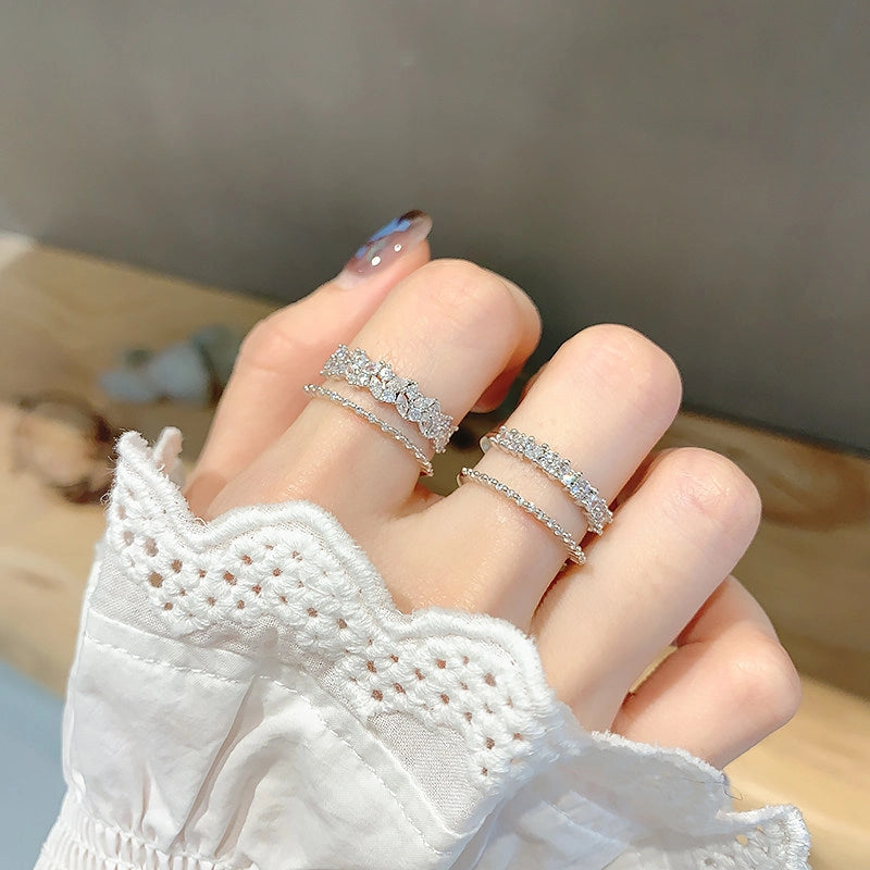 Dainty Leaf Zircon Open Ring [TKUZN4QG]