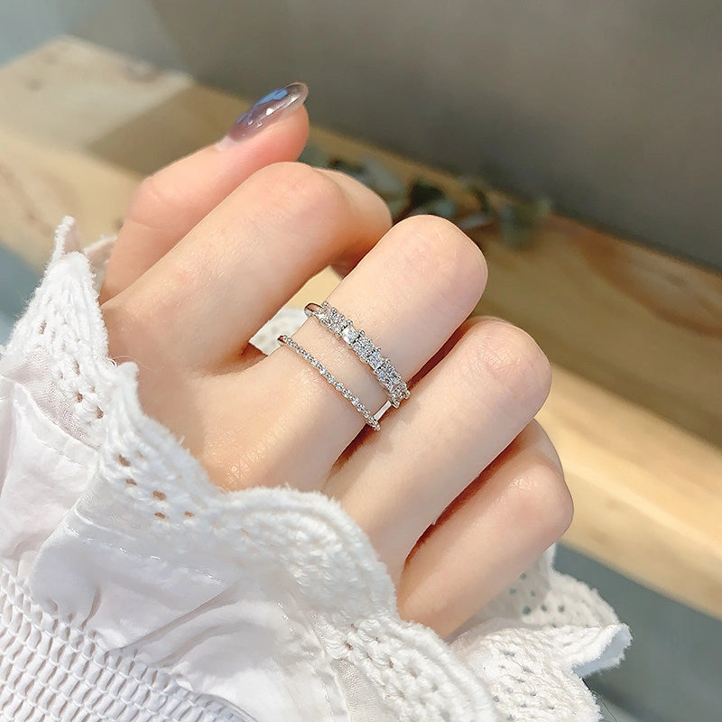 Dainty Leaf Zircon Open Ring [TKUZN4QG]