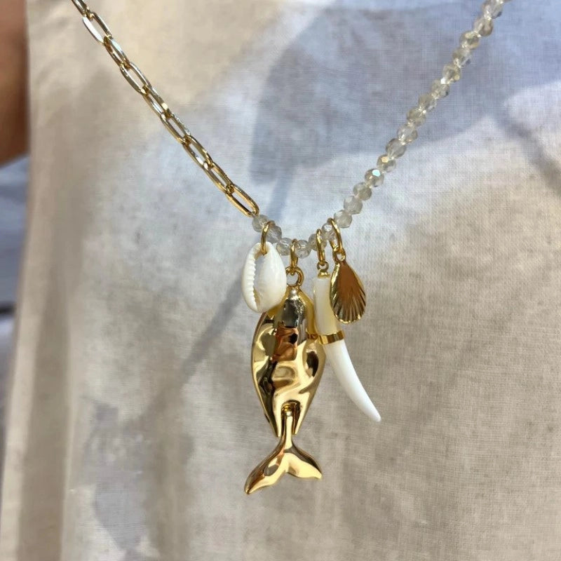 Dainty Pearl Starfish Pendant Necklace [YLONTRUS]