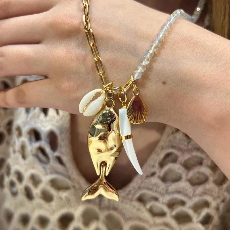 Dainty Pearl Starfish Pendant Necklace [FJ491O2X]