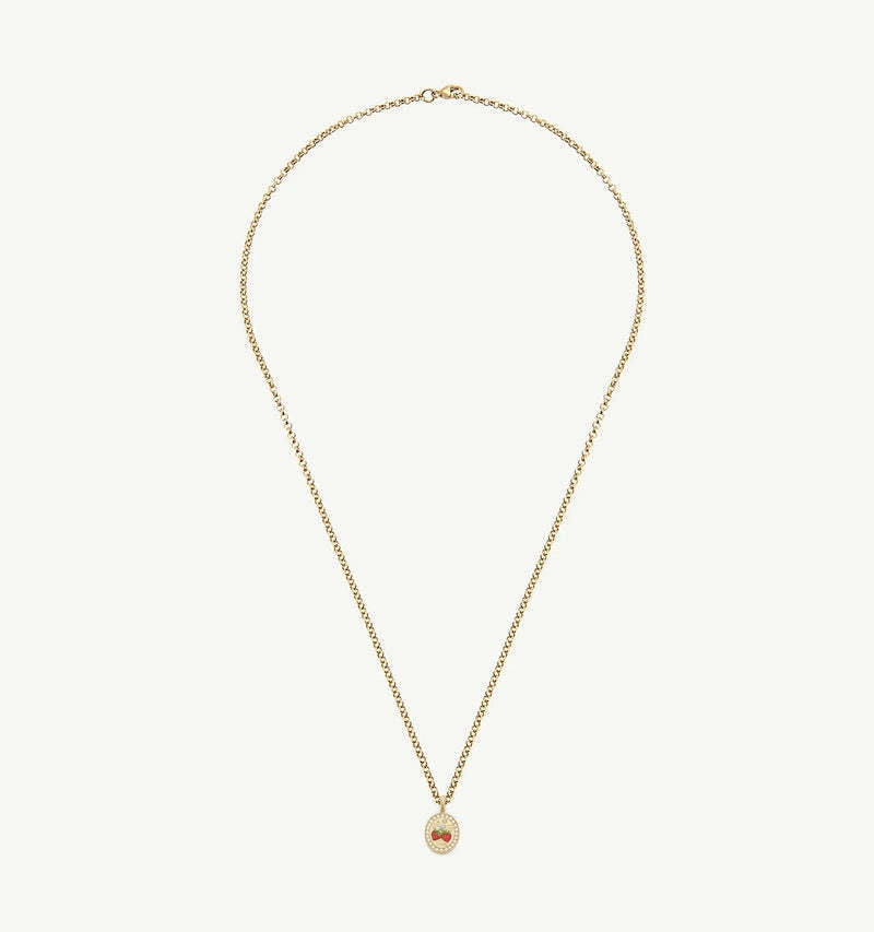 Dainty Pearl Strawberry Pendant Necklace [QAXZKZS4]