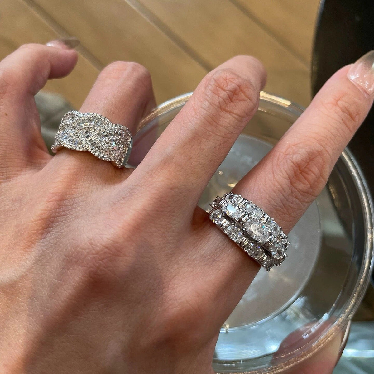 Dainty Stackable Silver Ring Set [31QO46NC]