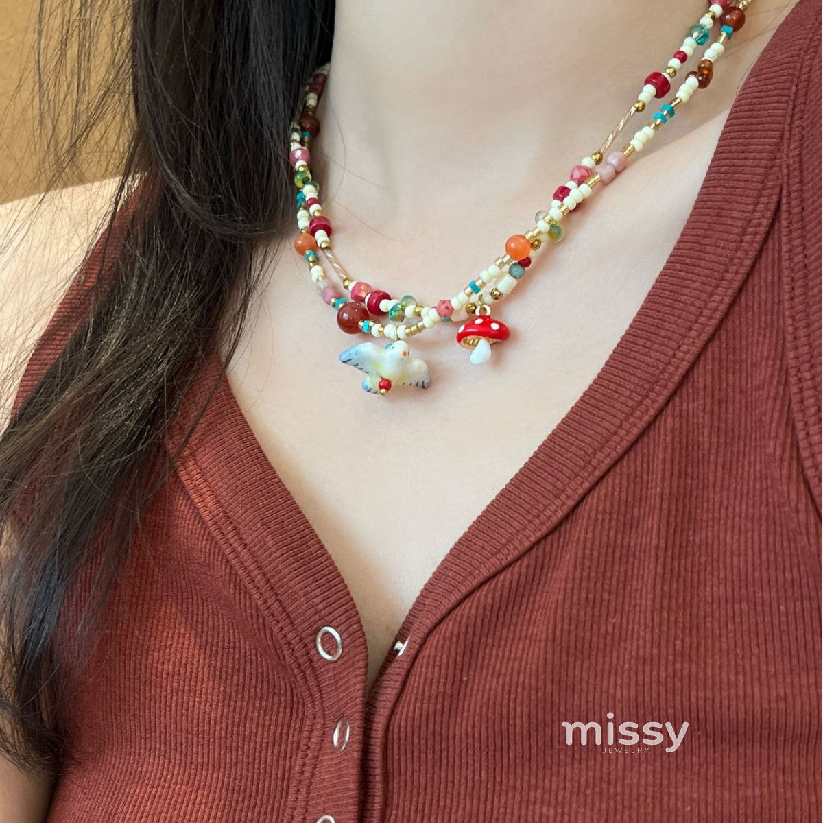 Dakotah Natural Stone Pendant Necklace [NZI497GX]