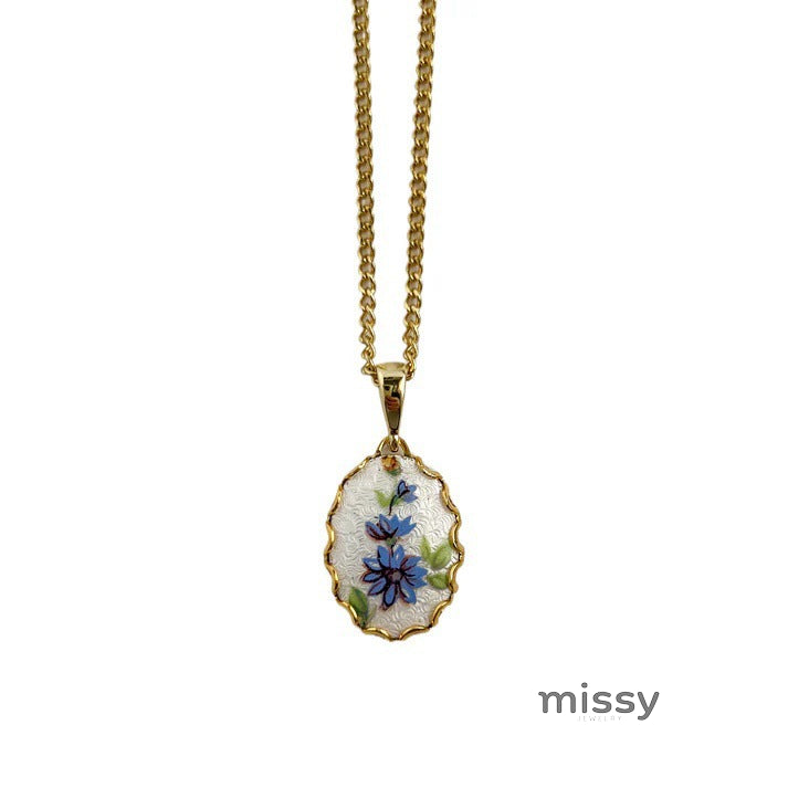 Dariah Oil Painting Floral Necklace [G29AS5NJ]
