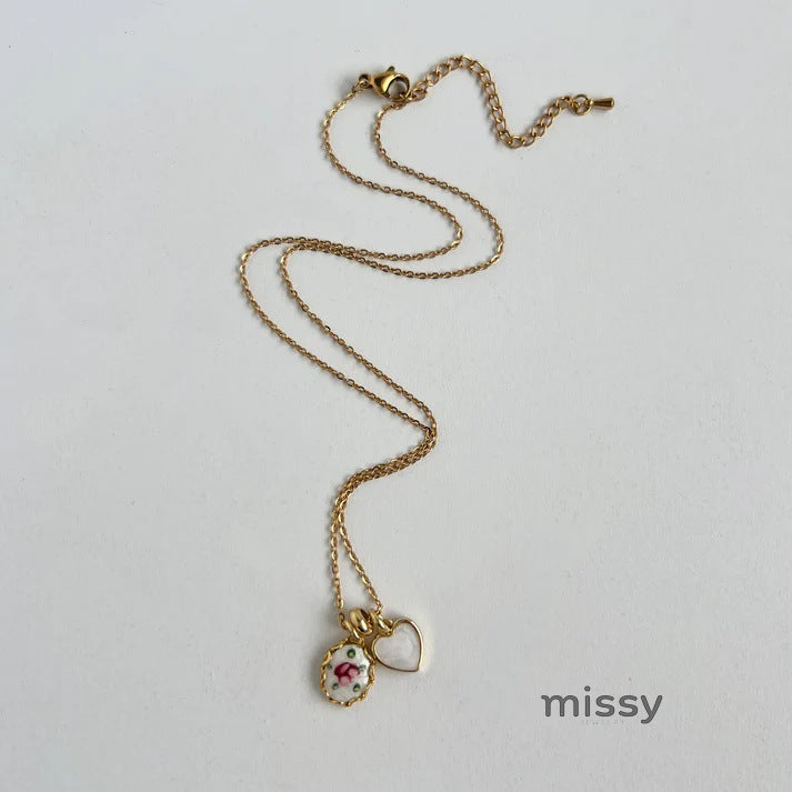Dariah Oil Painting Floral Necklace [MOVSR6A3]