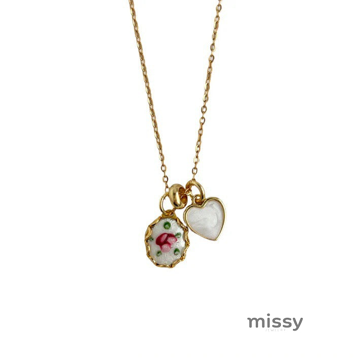 Dariah Oil Painting Floral Necklace [7QND2FCO]